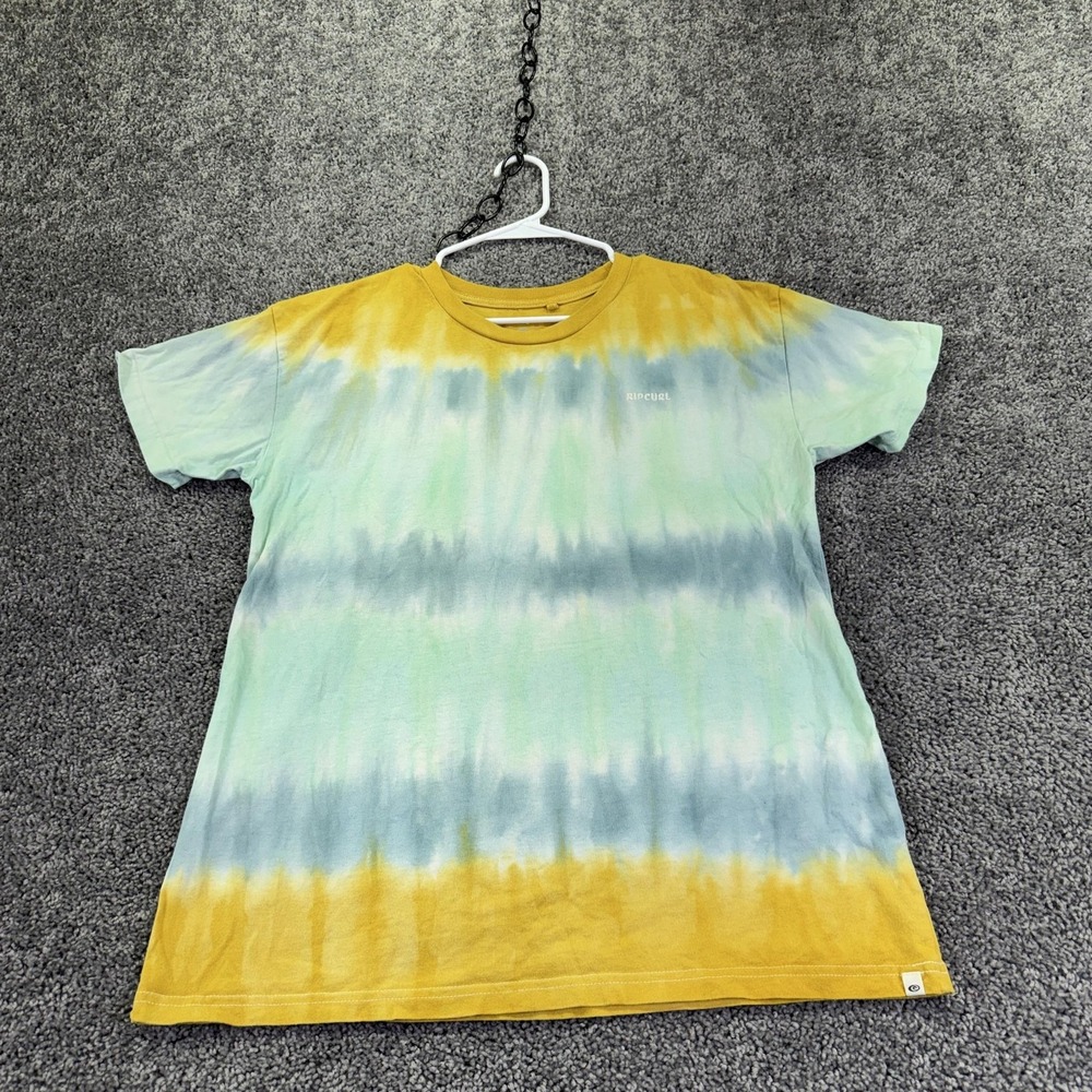 Rip Curl Shirt Mens Medium Multicolor Tie Dye Stripe Logo Tee Tagless Surf Beach